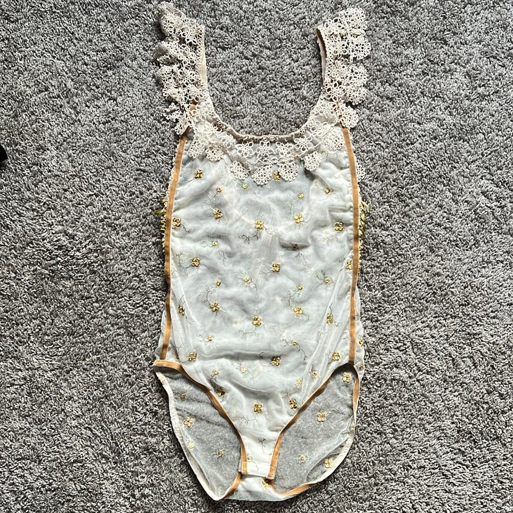Free People Sheer Floral Bodysuit